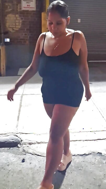 Leg Tease - Mini Skirt - Thick Thighs - Angie Love - BBW - Puerto Rican Woman - Flip Flops - Beach Thong