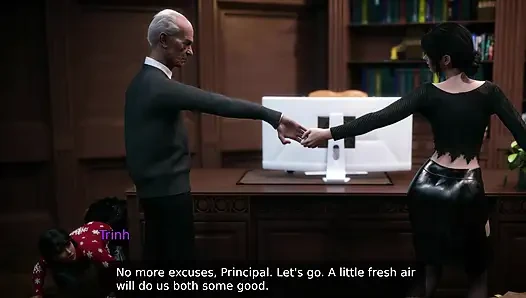 Sexy Cheerleader Helped the Horny Old Principal to Ejaculate
