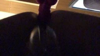 Wearing chastity cage on my clit, riding dildo