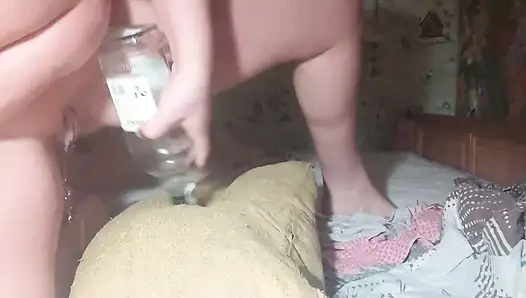 Intense orgasms ride huge objects