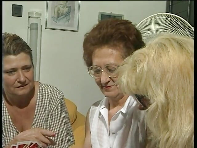 Grannies lick and finger fuck each others hairy pussies after strip poker game