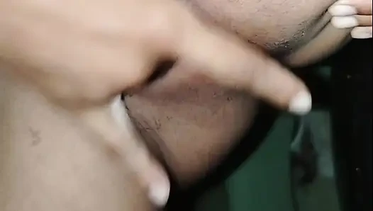 Hidden in the bathroom she masturbates