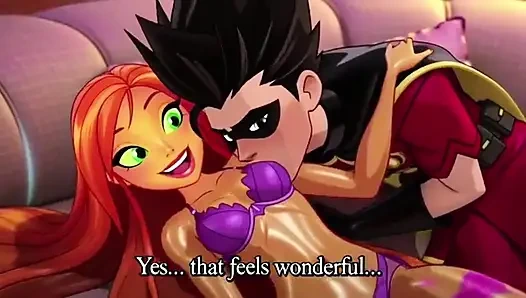 STARFIRE VE ROBIN BUHARLı ÇATı KATı ROMANTIZMI - ateşli 3 boyutlu anime çift