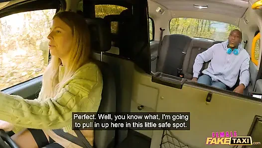 Female Fake Taxi - шотландская блондинка Samantha Joiner скачет на большом черном члене британского Dj