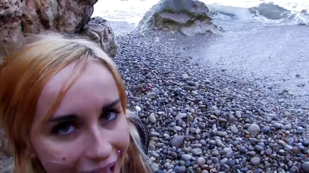 Horny German blonde giving her holes to a wild fucker at the beach