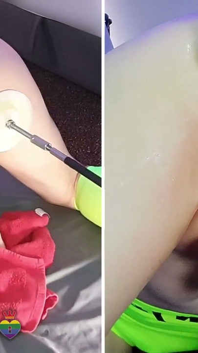 Close up anal dildo fucking makes me squirt piss in my chastity cage | Clip 1