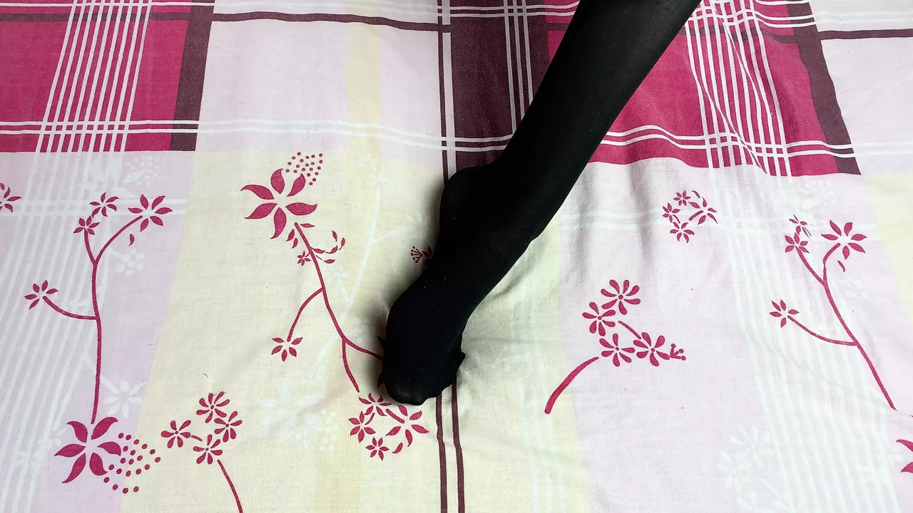 Tender foot fetish solo in black stockings from sexy mistress