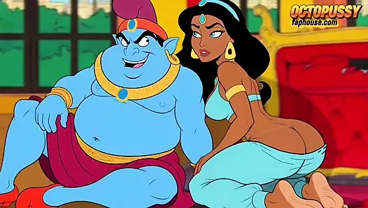 Futanari. Putri jasmine dengan kontol besar. Serial porno Aladdin.