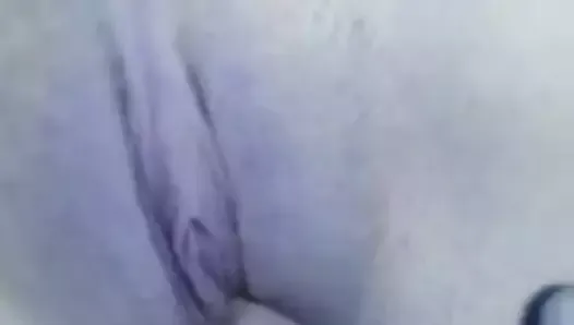 Fingering shaved smooth tight pussy close-up