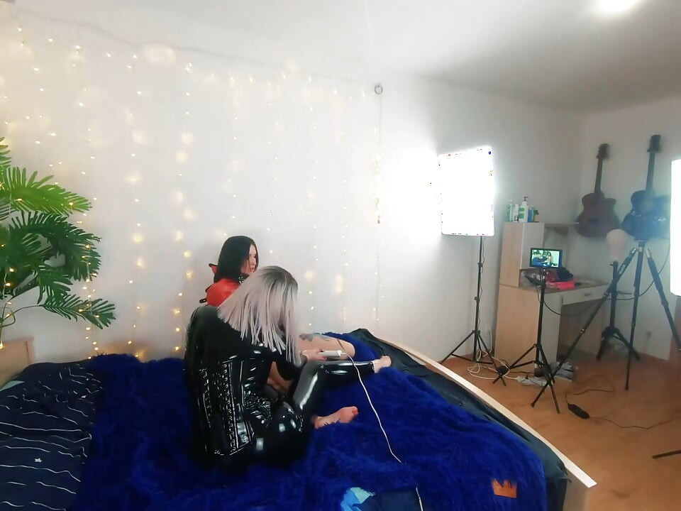 Backstage of Pretty Lesbian Fetish Girls Doing Sex Video. Positive Femdom, Sex Play, Latex Leather