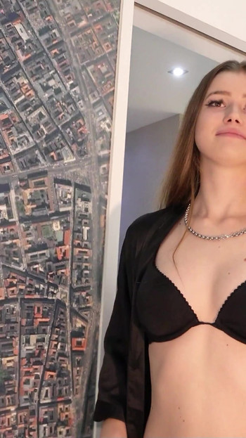 Emotional moment from "GERMAN SCOUT - PETITE TEEN (18) Olivia Sparkle Seduce to Casting Sex"
