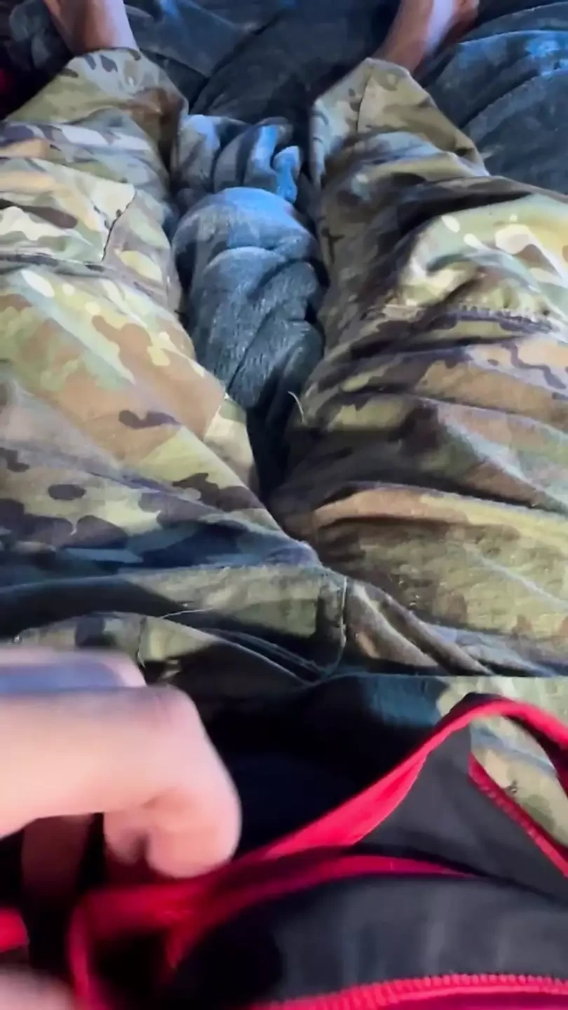 Army specialist jerks off in his uniform wearing a jock and wrestling singlet under the uniform