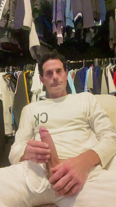 Mike stroking after hot shower