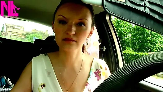 Driving in Tuscany's Hills in Golden Saldals Barefeet