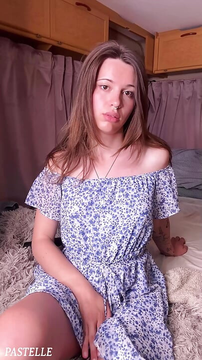 Big Dick Trans Girl in Cute Dress Cums a Lot From Vibrator