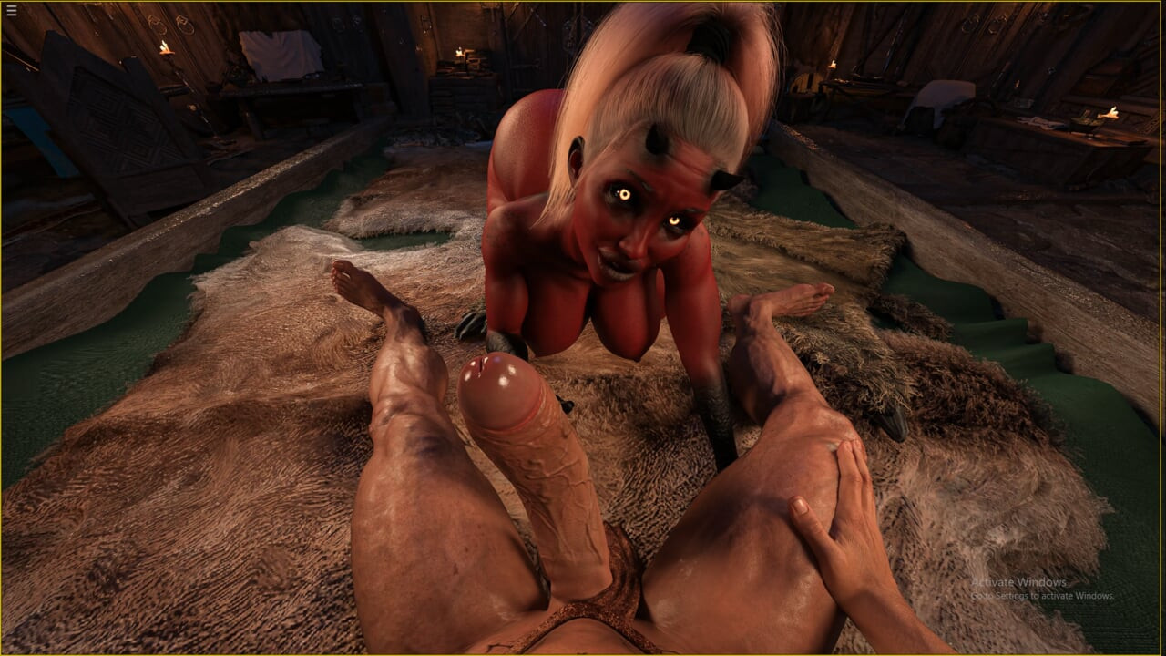 BBW Red Skin Evil Girl Riding Monster Cock And Giving Deepthroat Blowjob