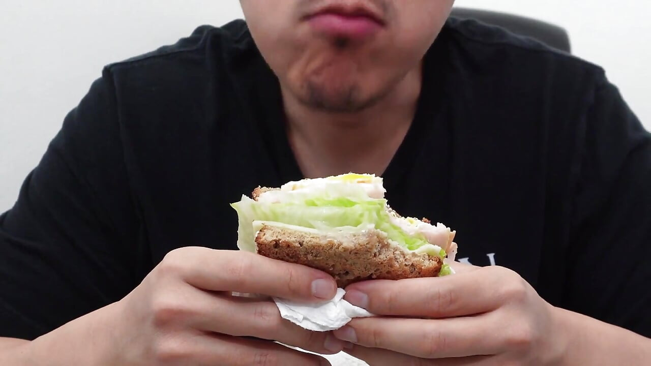 Asmr Asian Guy Cum Eating Breakfast Sandwich