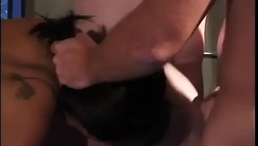 Petite Asian chick strapon fucks a guy in a threesome
