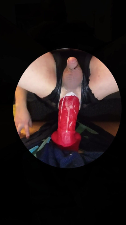 Spectacular moment from "Crossdresser Rough anal fuck with rock hard red monster dildo"