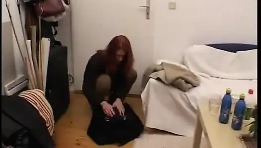 Lovely redhead babe pleasing her pussy with a vibrator