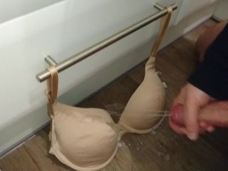 Mate with big cock cums on my gfs bra