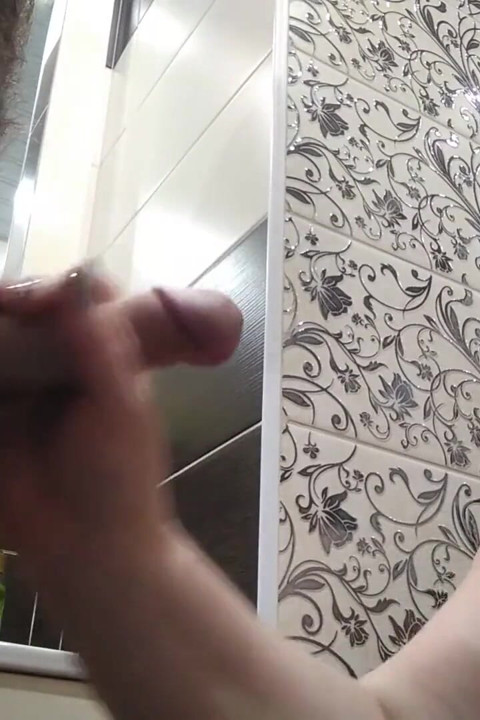 Caught her in the toilet and fucked her in the mouth filling it with cum