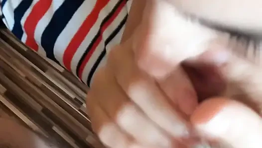 homemade blowjob and handjob with cumshot on tits
