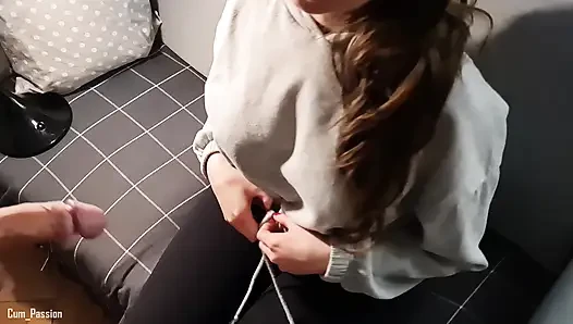 He Covers My Hot Tits with His Cum While I Give Him a Handjob!