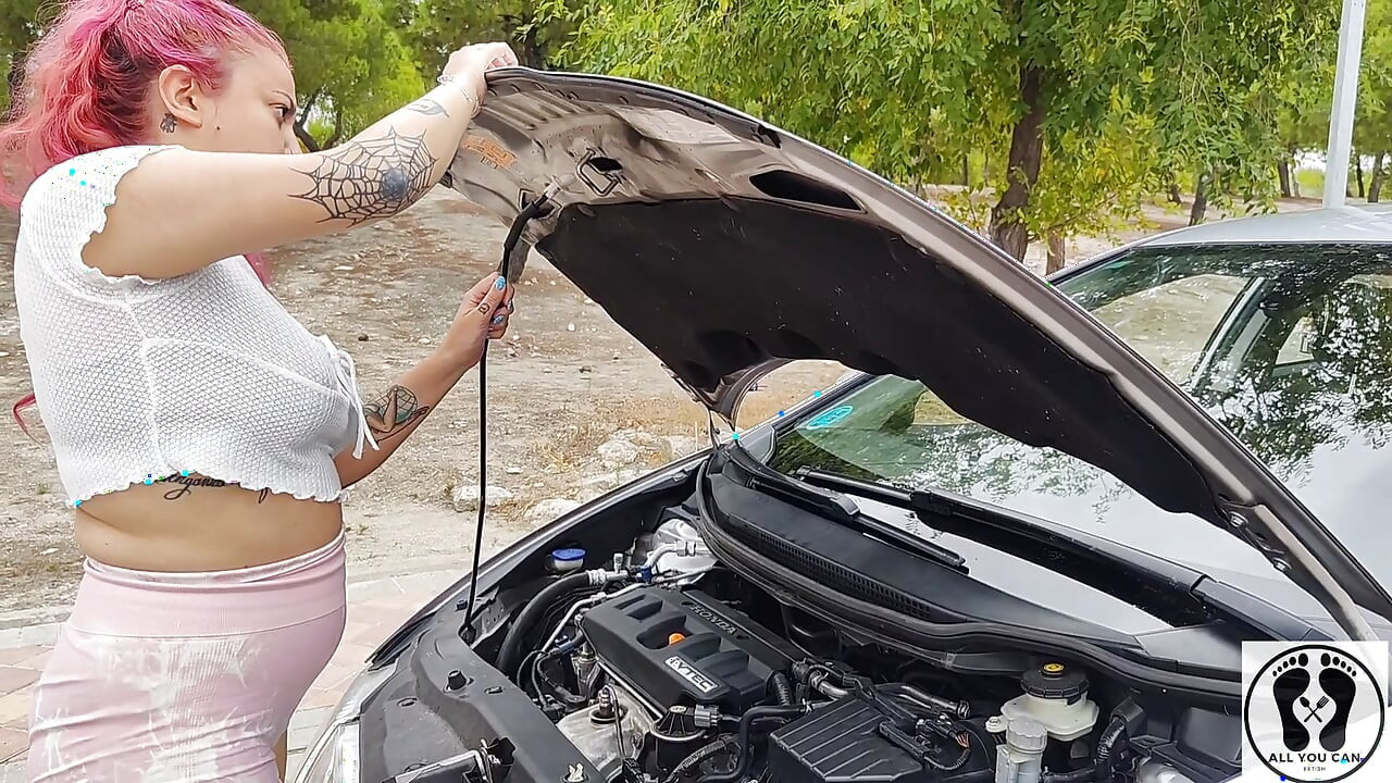 Desperate Woman in Trouble with Her Car Female Desperation