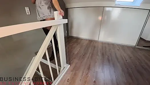 heiße persönliche assistentin mit langen beinen und schmutzigen nylons, stehender doggystyle mit chef - geschäfts-schlampe