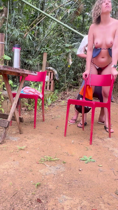 Naughty woman gives a blowjob and rides a stranger at the campsite. | Clip 1