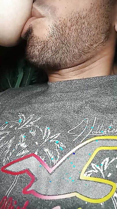 I'm a lucky guy! I always have the big natural tits drooping on my face to suck and lick her nipples