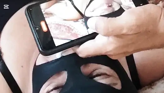 masked bride drinking semen and sucking balls