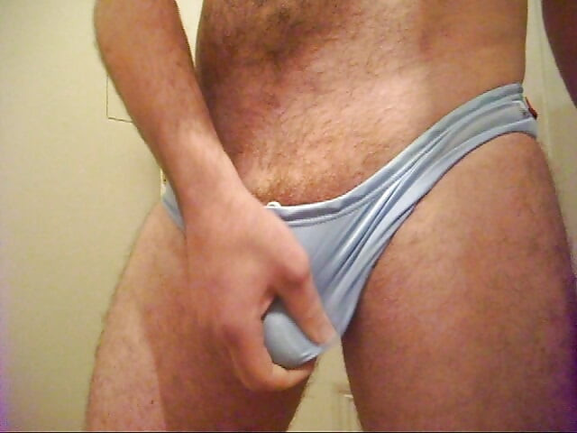 Rubbing my bulge and cum in my aussiebum speedo briefs.