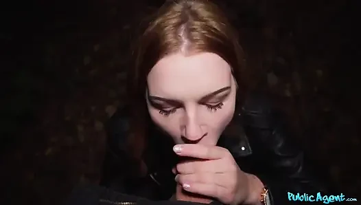 Public Agent - tombul kızıl saçlı Katarina Rina büyük yarağı emiyor ve biniyor