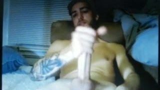 hot bearded dude loves rubbing his cock on cam