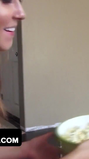 Must-see moment from "DadCrush - Lusty Brunette Babe With Big Ass Turns Movie Night Into Hardcore Fucking Scene"