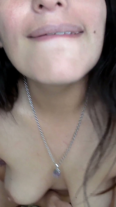 A Chubby Girl, Naked, Playing with Her Boobs and Fucking Her Deep Belly