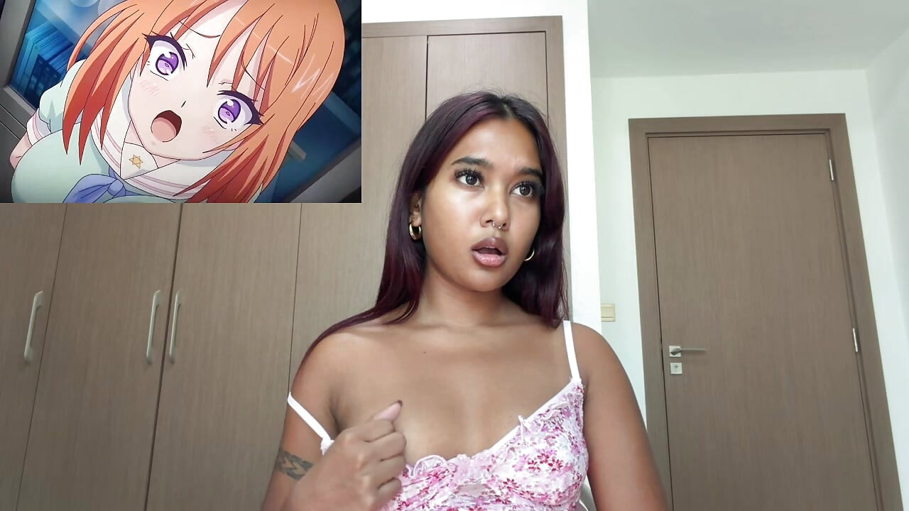 Small desi girl Mia Z reacts to hentai