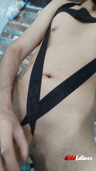 Jerking My Big Uncut Latino Cock On My Cock Ring Harness Until I Shoot A Big Load And Eat My Cum | Clip 2