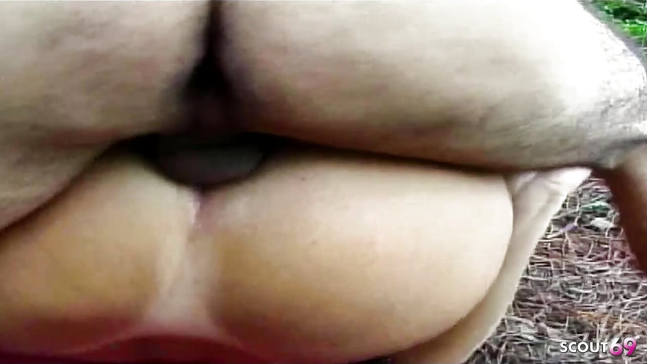 Blonde Skinny Shemale Fucked to Orgasm by a Thick Cock Outdoors