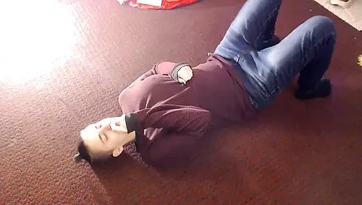 Spraying sneezes on back