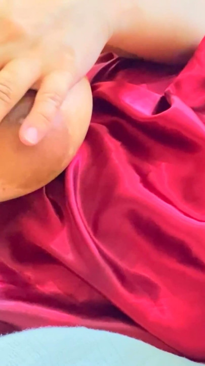 Super Hot Girl With Beautiful Big Tits In Silk Satin Lingerie Pressing And Squeezing Her Huge Big Boobs While Fingering | Clip 1