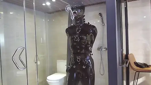 Mz20 - the Girl in Latex Clothing Locked in a Glass Room