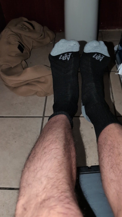 Rub My Tasty Slippery Brown Cock in Some Sexy Black Aero Socks
