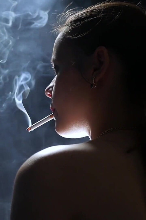 A Little Bit Naked Smoking Girl