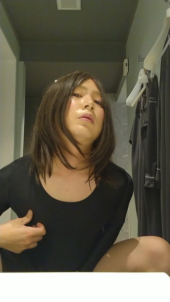 Captivating moment from "A Japan cross-dressing boy masturbated wearing a leotard."