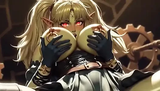 Anime güzel sevimli ork göğüsleri, ai animasyon