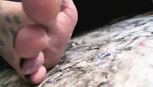 Easter Peep Crush. Long Toes Food Crush, Foot Worship up-close