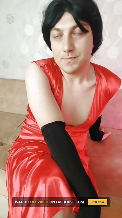 Red Dressed White Feminine Sissy